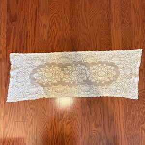 Vintage Ecru/Ivory Lace Table Runner Dresser Scarf 36 1/2” X 13”